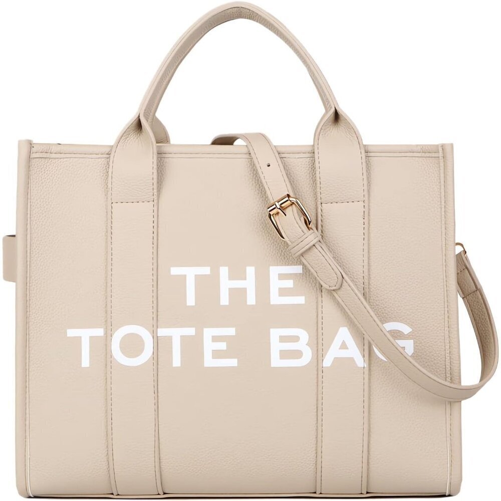 Women Pu-beige Personalized Canvas With Zipper Top-handle Crossbody Tote Handbag